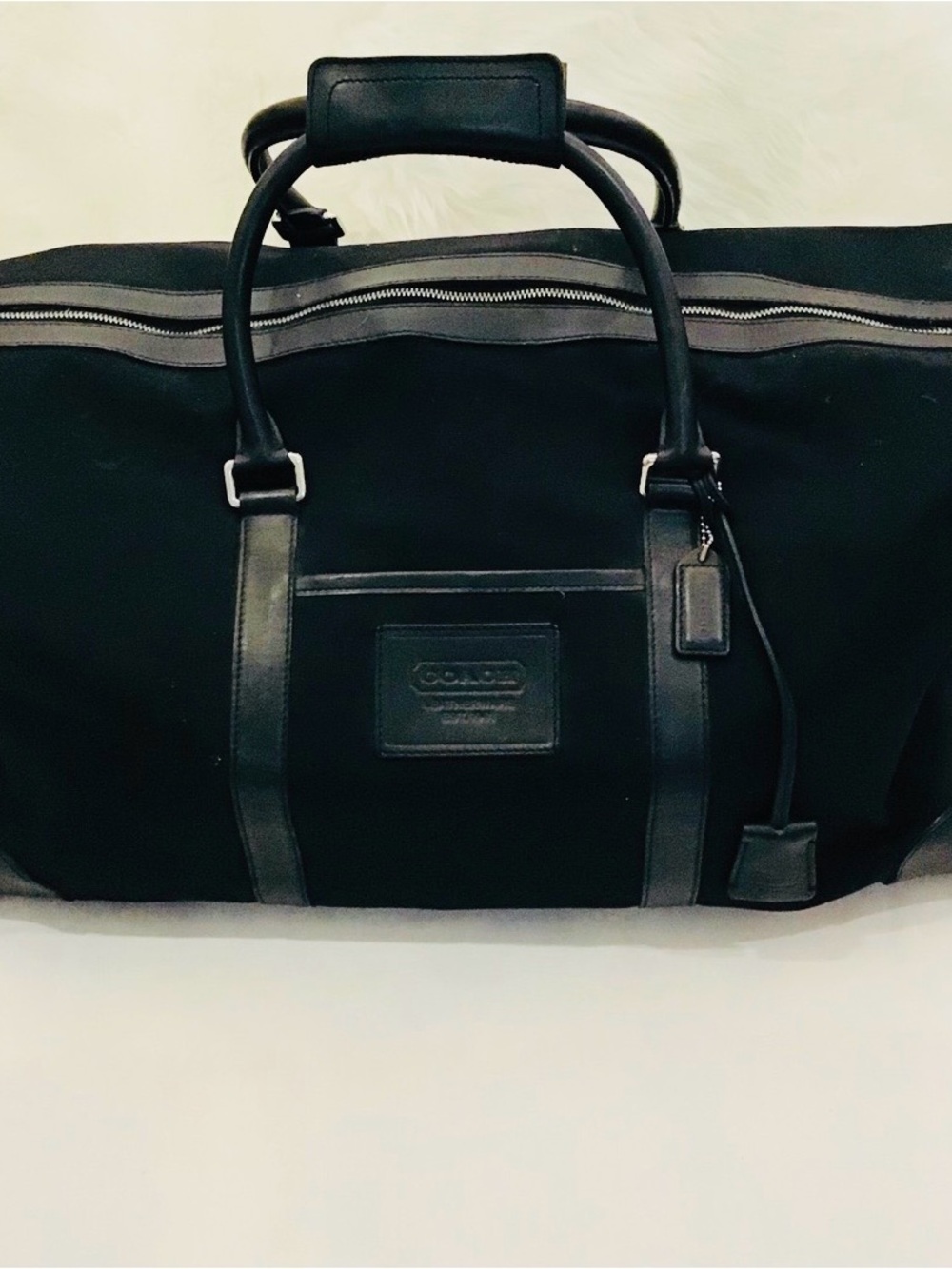 Coach Black Canvas and Leather Duffel Bag